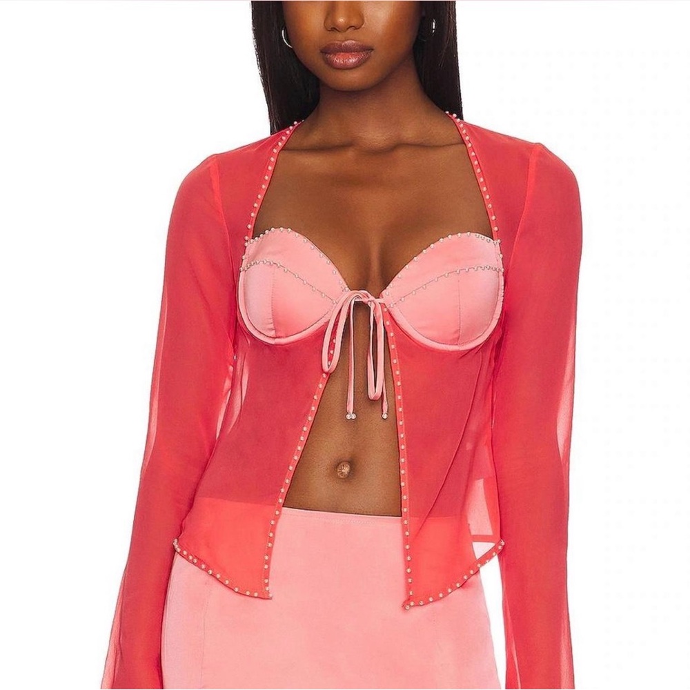 GUIZIO Scallop Trim Top in Punch